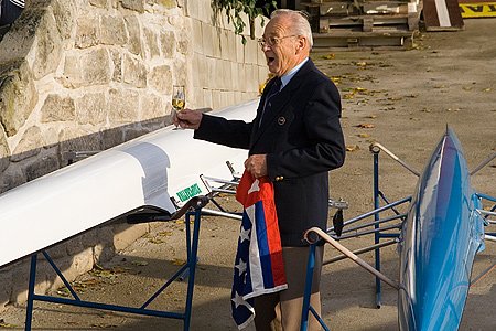 Karel Stibor při křtu lodi v roce 2006 (Foto archiv KVM 1881)