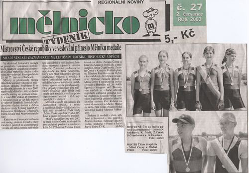Mistrovství ČR ve veslování přineslo Mělníku medaile
