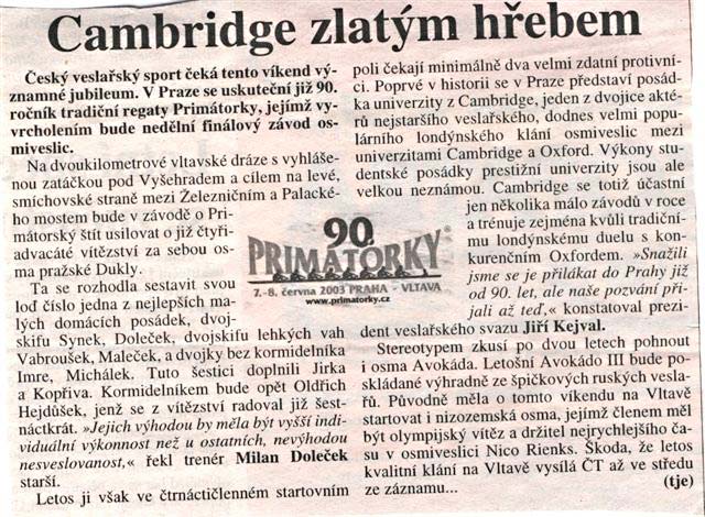Cambridge zlatým hřebem
